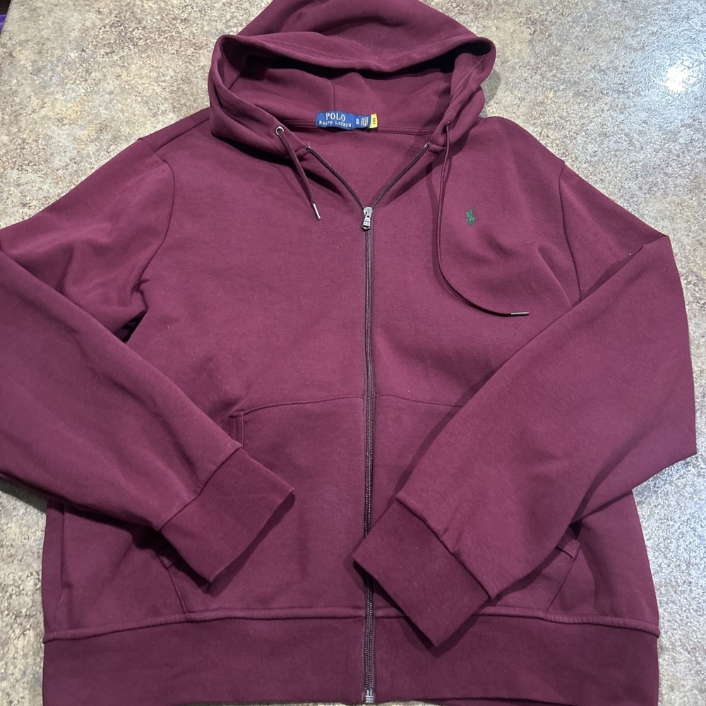 Polo Ralph Lauren Men's Hoodie Burgundy Xl Full Zip